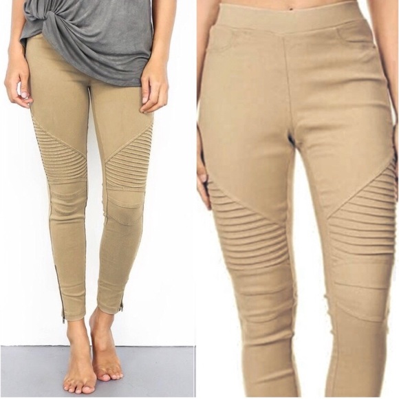 LAST PAIR: Ankle zippered stretchy pull on moto jegging - Picture 2 of 2